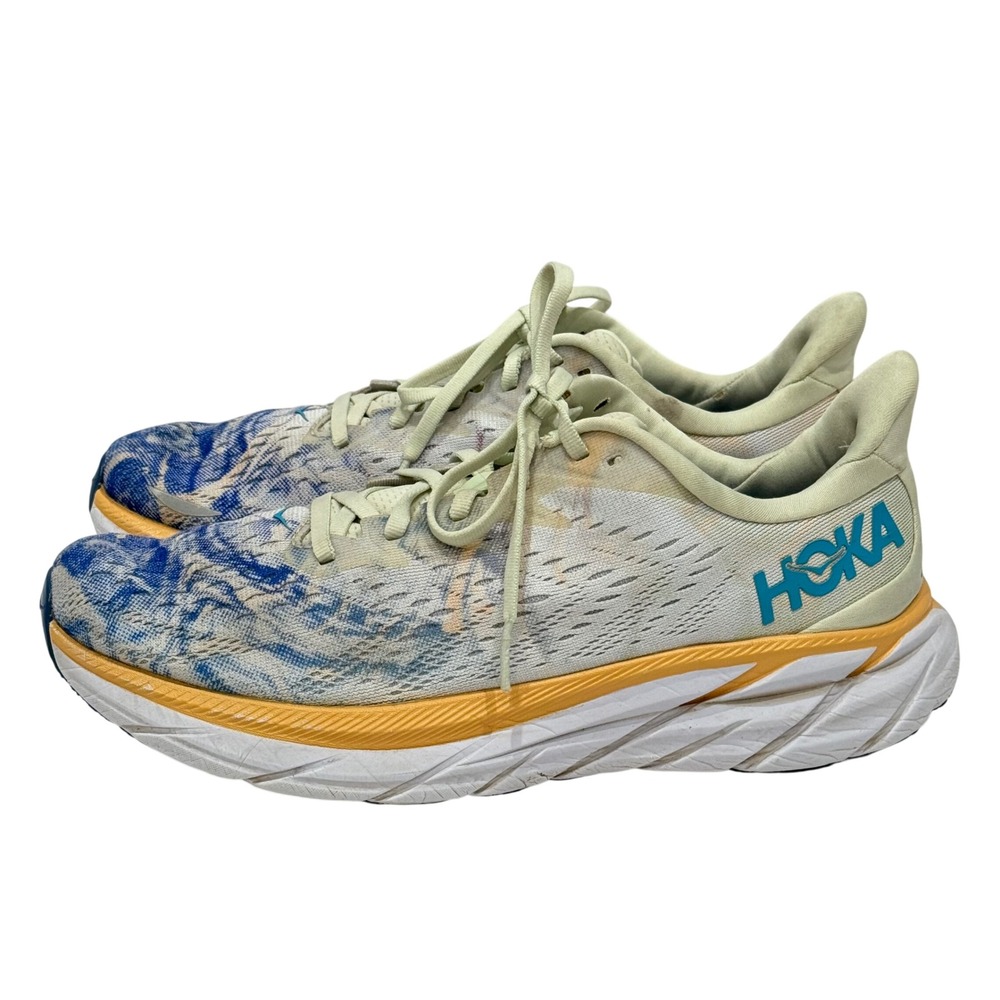 Hoka One One Clifton 8 Together Blue Orange Running Shoes 1119394-TGT Womens 9B